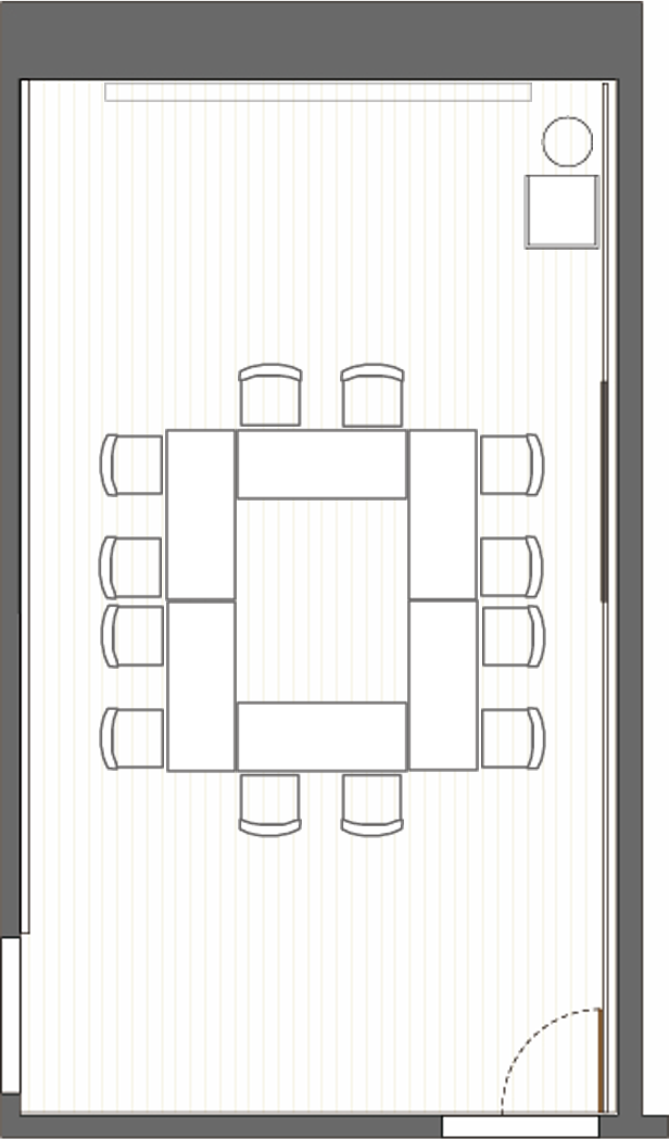 貸し会議室RoomOのロの字形式図面12席