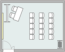 貸し会議室RoomBシアター形式図面15席