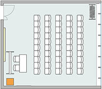 貸し会議室RoomCのシアター形式図面50席